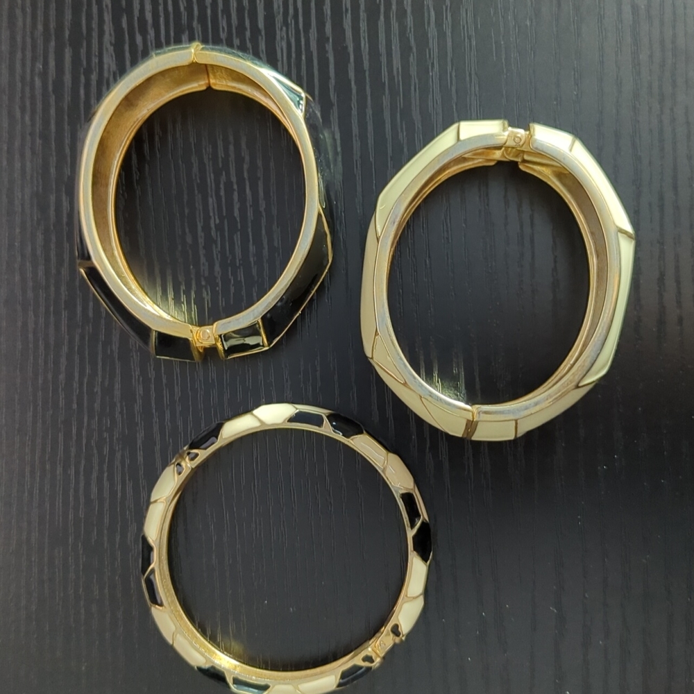 3 enamel bangles, black and white - Picture 3 of 8